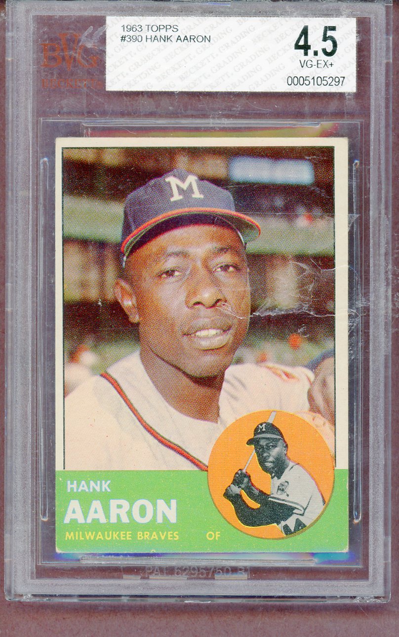 1963 Topps Baseball #390 Hank Aaron Braves BVG 4.5 VG-EX+ 561477