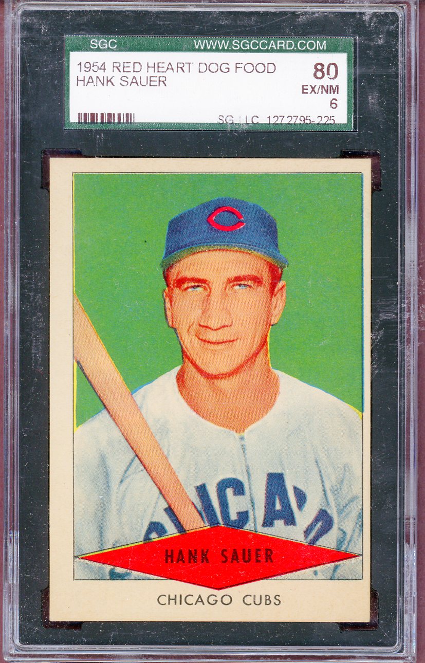1954 Red Heart Hank Sauer Cubs SGC 6 EX-MT 561481