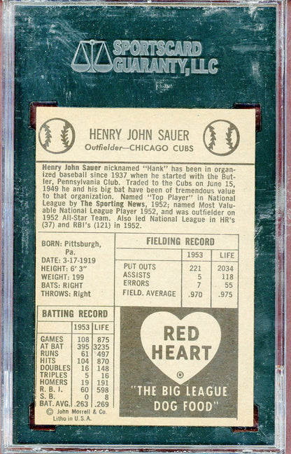 1954 Red Heart Hank Sauer Cubs SGC 6 EX-MT 561481