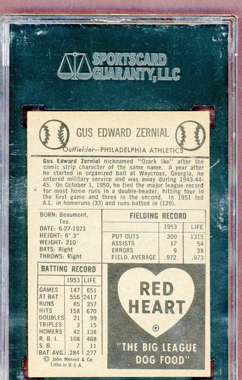 1954 Red Heart Gus Zernial A's SGC 5.5 EX+ 561483