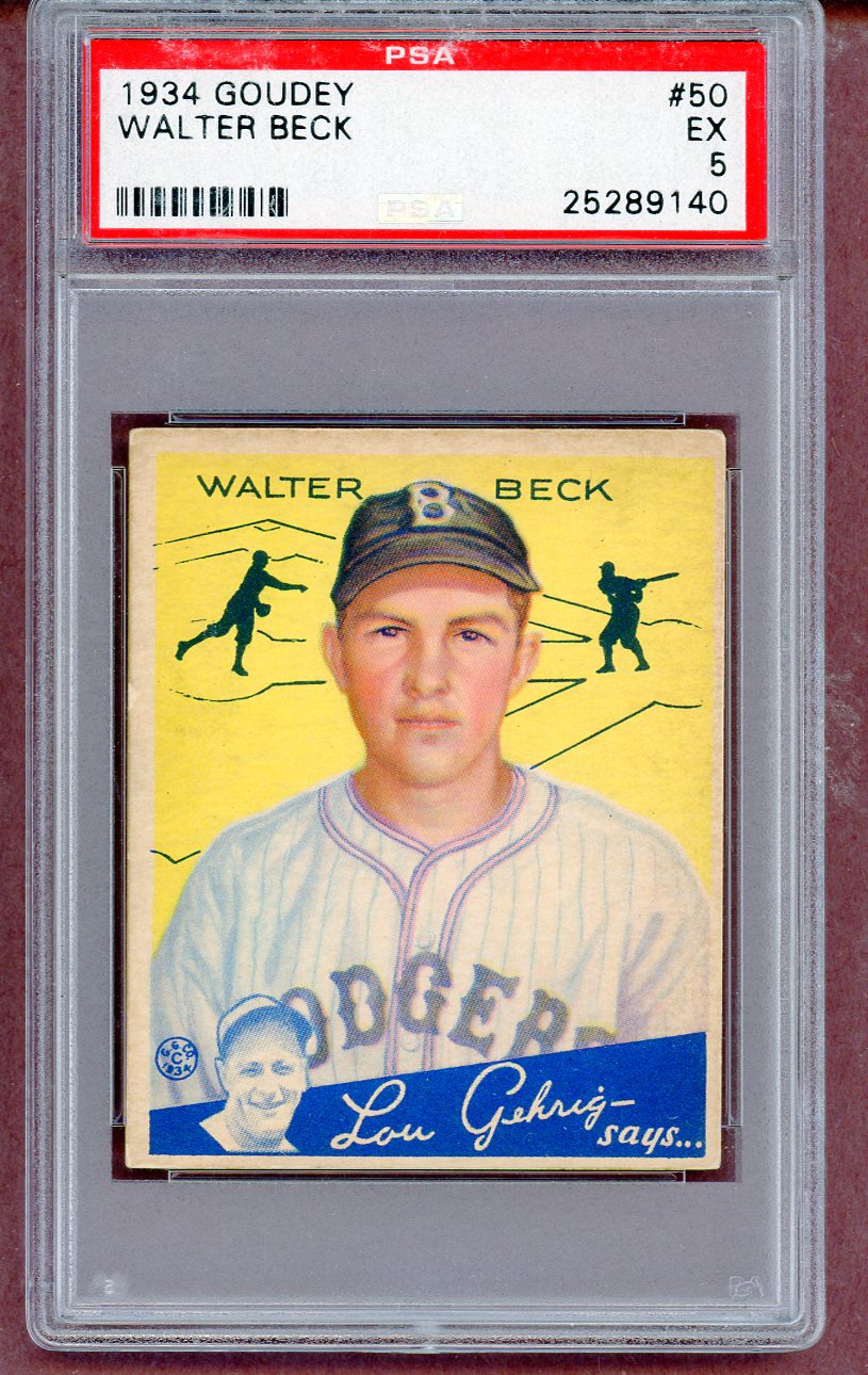 1934 Goudey #050 Walter Beck Dodgers PSA 5 EX 561490
