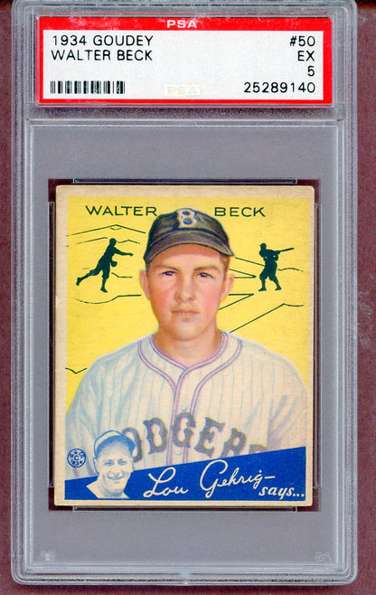 1934 Goudey #050 Walter Beck Dodgers PSA 5 EX 561490