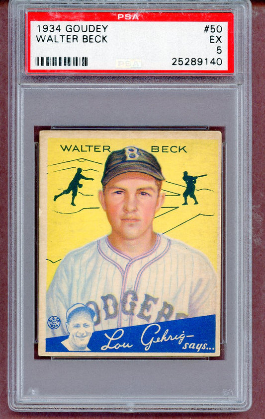 1934 Goudey #050 Walter Beck Dodgers PSA 5 EX 561490