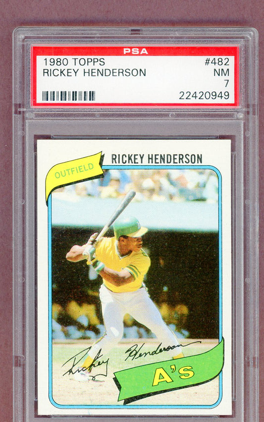 1980 Topps Baseball #482 Rickey Henderson A's PSA 7 NM 561492
