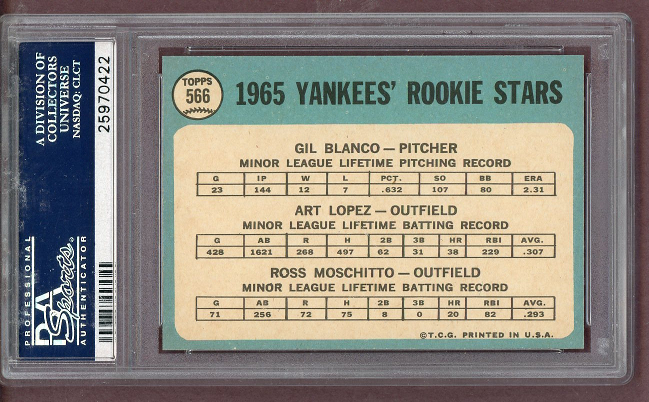 1965 Topps Baseball #566 Art Lopez Yankees PSA 9 MINT 561494