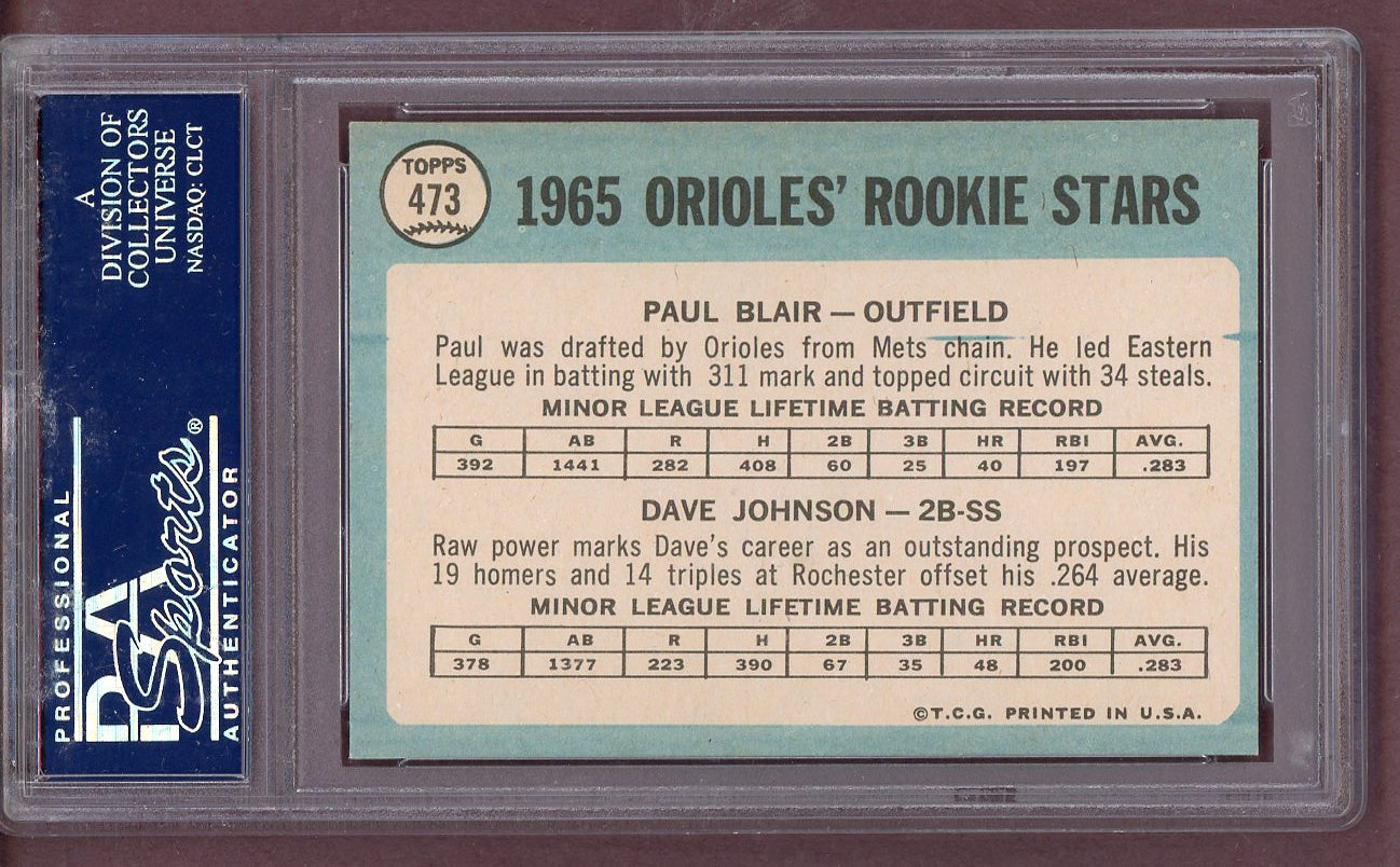 1965 Topps Baseball #473 Davey Johnson Orioles PSA 8 NM/MT 561498