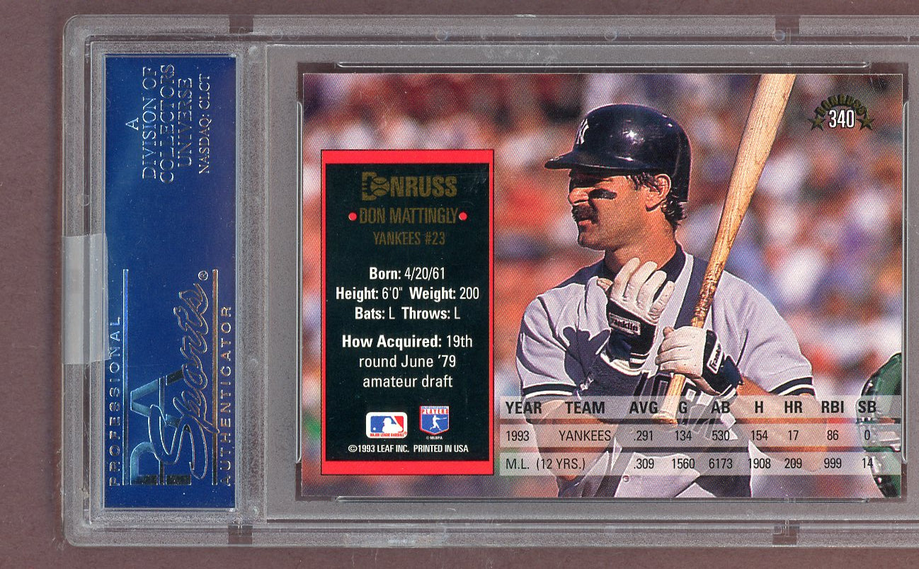 1994 Donruss #340 Don Mattingly Yankees PSA 8 NM/MT 561503