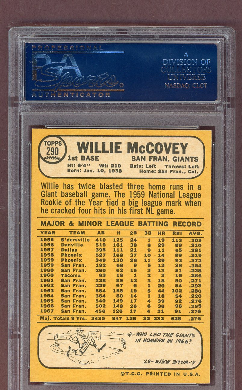 1968 Topps Baseball #290 Willie McCovey Giants PSA 8 NM/MT 561507