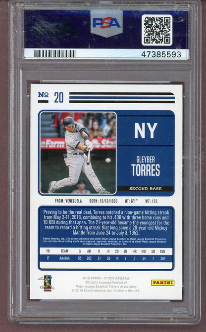 2018 Panini Chronicles #020 Gleyber Torres Yankees PSA 10 GEM MINT Studio 561513