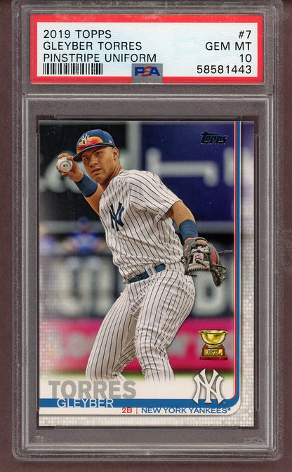 2019 Topps #007 Gleyber Torres Yankees PSA 10 GEM MINT Pinstripe 561518