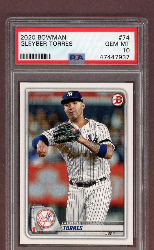 2020 Bowman #074 Gleyber Torres Yankees PSA 10 GEM MINT 561520