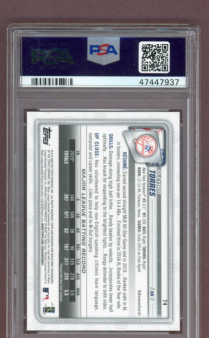 2020 Bowman #074 Gleyber Torres Yankees PSA 10 GEM MINT 561520