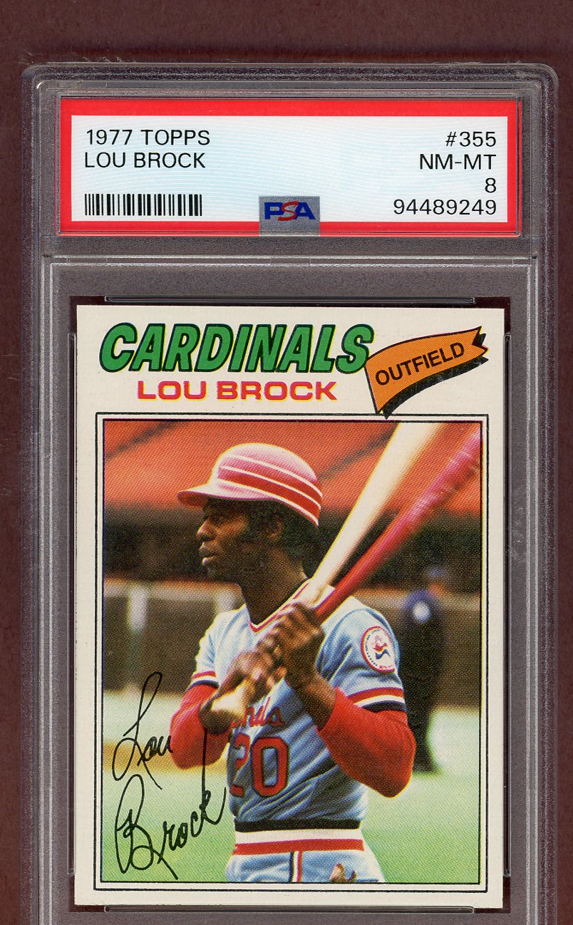 1977 Topps Baseball #355 Lou Brock Cardinals PSA 8 NM/MT 561523