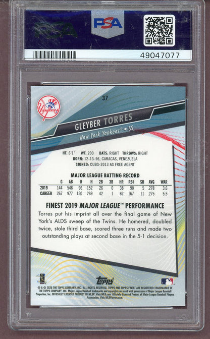 2020 Topps Finest #037 Gleyber Torres Yankees PSA 10 GEM MINT 561525