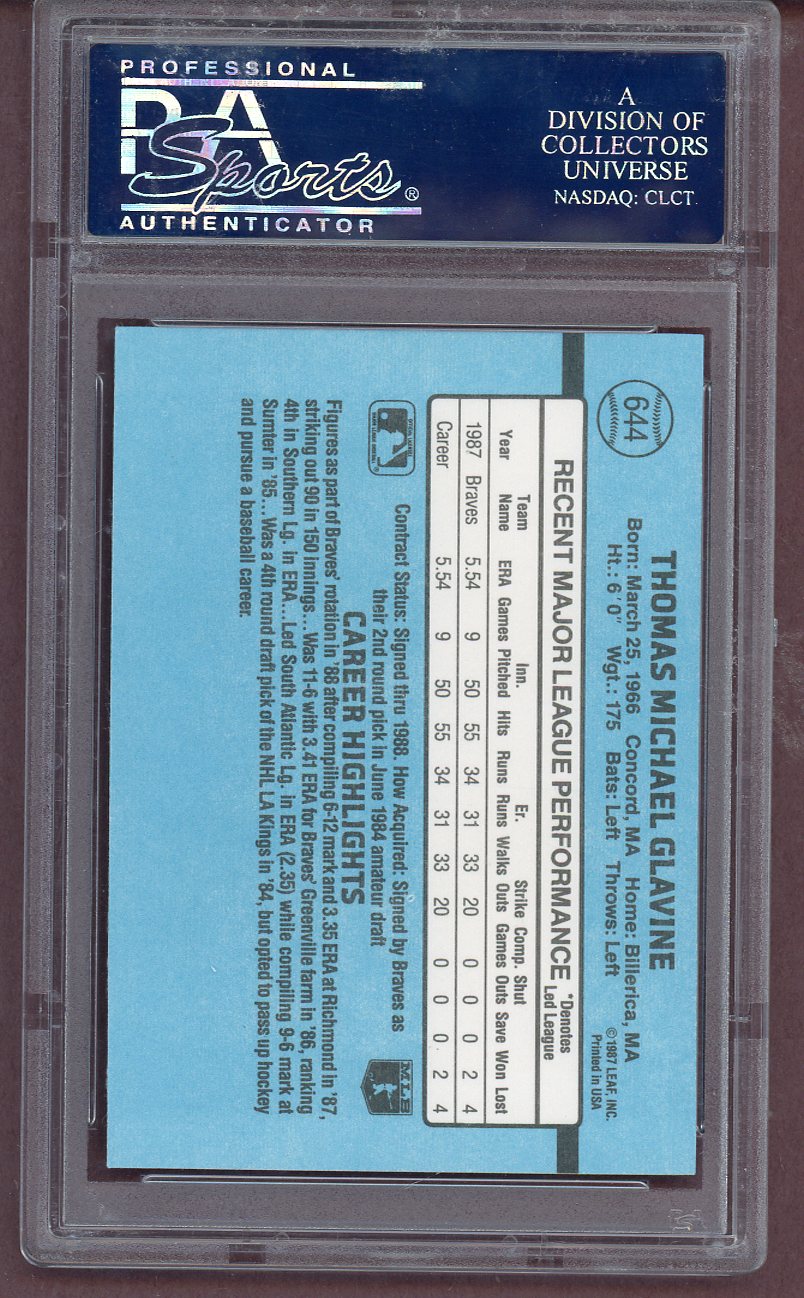 1988 Donruss #644 Tom Glavine Braves PSA 10 GEM MINT 561526