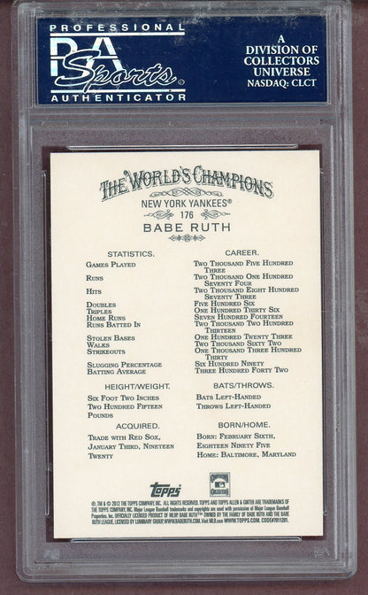 2012 Topps Allen & Ginter #176 Babe Ruth Yankees PSA 10 GEM MINT 561534