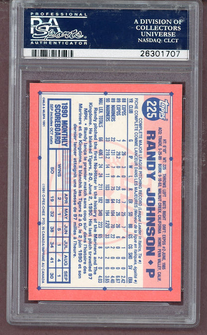 1991 O Pee Chee #225 Randy Johnson Mariners PSA 10 GEM MINT 561537