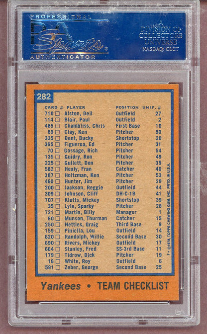 1978 Topps Baseball #282 New York Yankees Team PSA 8 NM/MT 561538