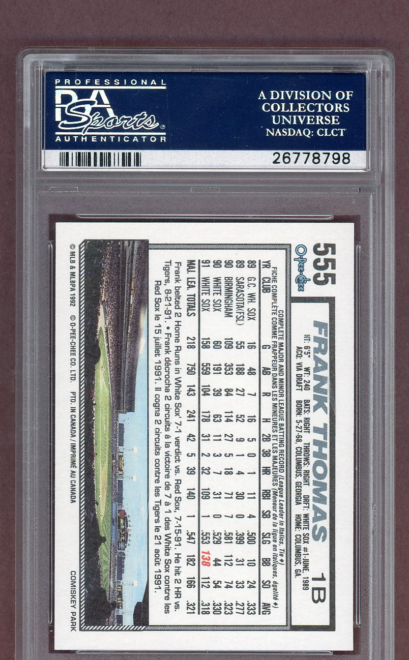 1992 O Pee Chee #555 Frank Thomas White Sox PSA 10 GEM MINT 561540