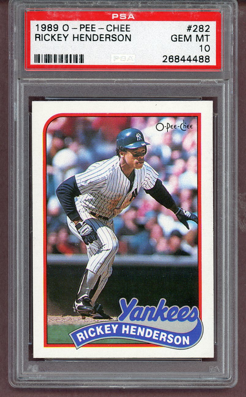 1989 O Pee Chee #282 Rickey Henderson Yankees PSA 10 GEM MINT 561542