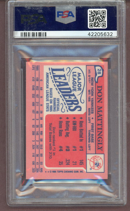 1986 Topps Mini #028 Don Mattingly Yankees PSA 8 NM/MT 561546