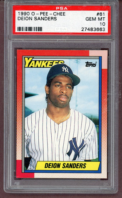 1990 O Pee Chee #061 Deion Sanders Yankees PSA 10 GEM MINT 561549