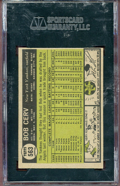 1961 Topps Baseball #563 Bob Cerv Yankees SGC 5.5 EX+ 561553