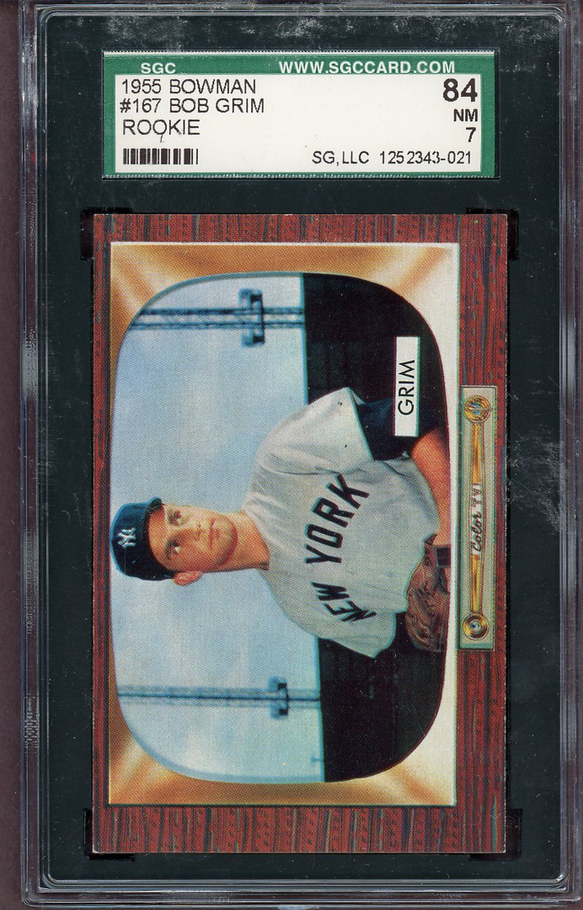 1955 Bowman Baseball #167 Bob Grim Yankees SGC 7 NM 561554