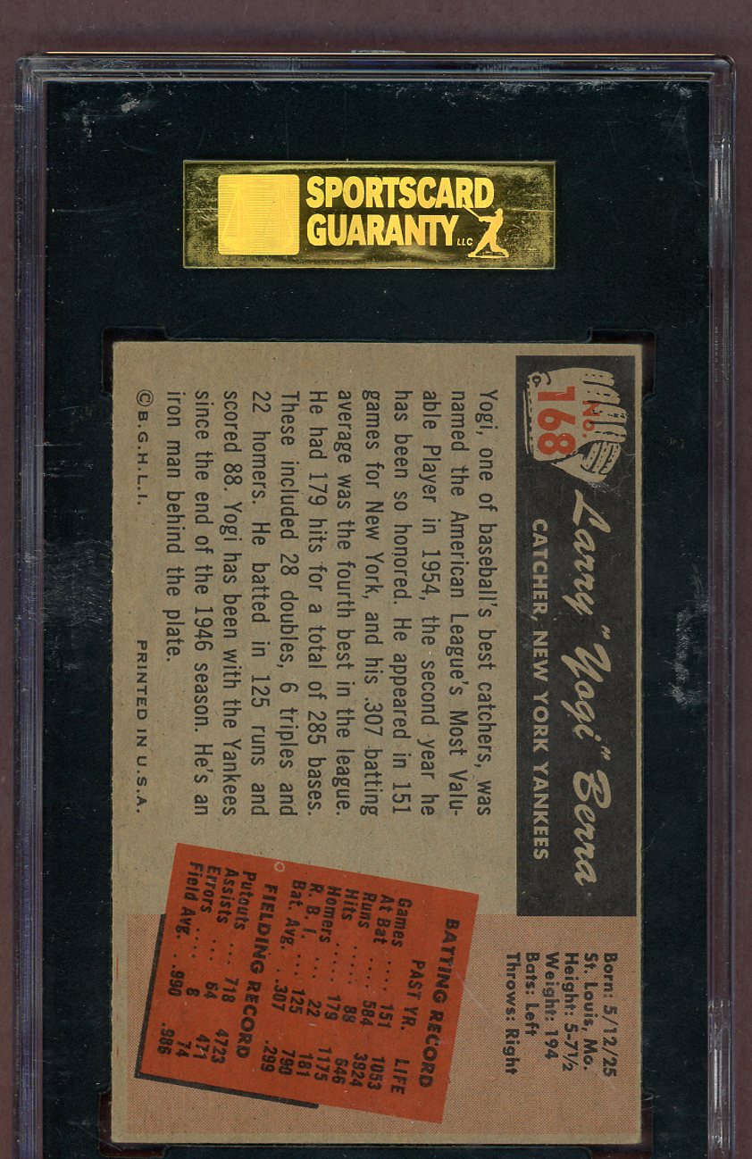 1955 Bowman Baseball #168 Yogi Berra Yankees SGC 5 EX 561555