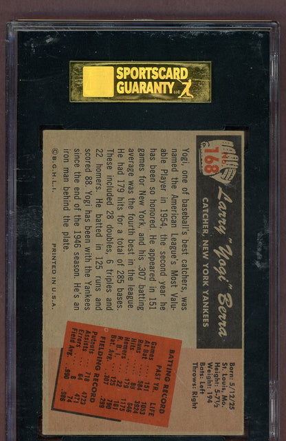 1955 Bowman Baseball #168 Yogi Berra Yankees SGC 5 EX 561555