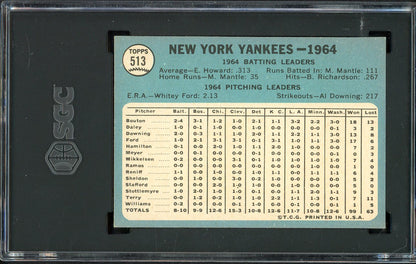 1965 Topps Baseball #513 New York Yankees Team SGC 7.5 NM+ 561558