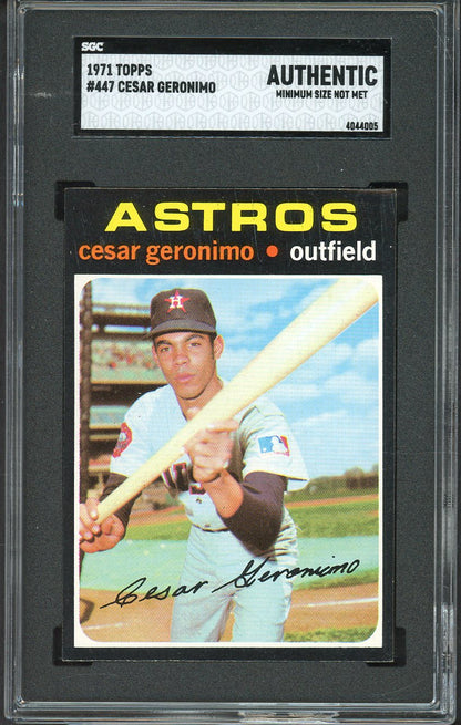 1971 Topps Baseball #447 Cesar Geronimo Astros SGC Auth 561562