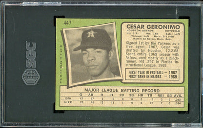 1971 Topps Baseball #447 Cesar Geronimo Astros SGC Auth 561562
