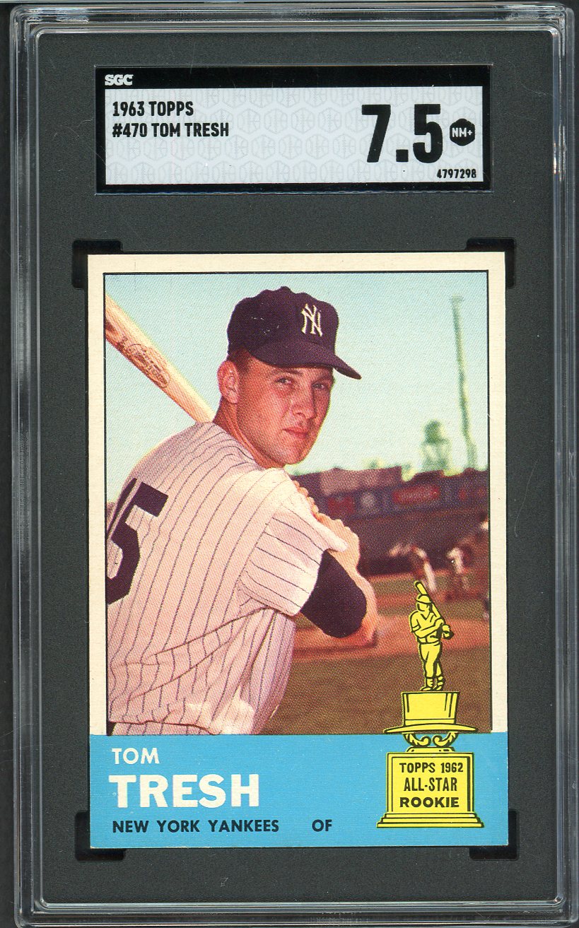 1963 Topps Baseball #470 Tom Tresh Yankees SGC 7.5 NM+ 561565