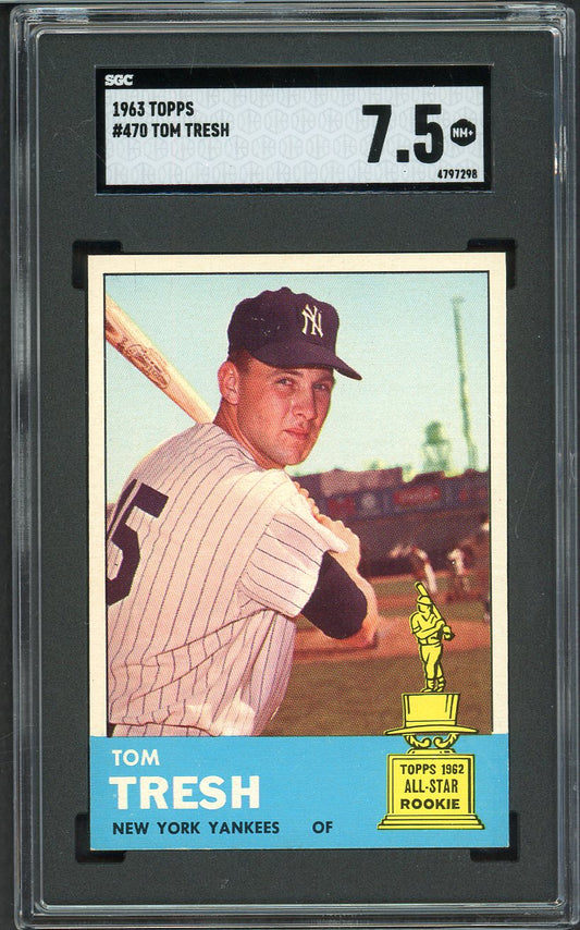 1963 Topps Baseball #470 Tom Tresh Yankees SGC 7.5 NM+ 561565