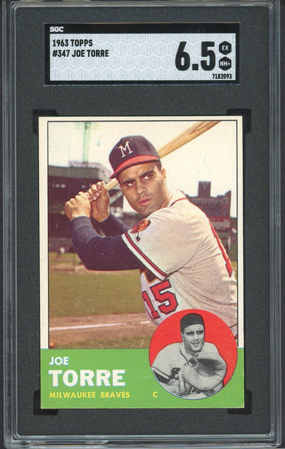 1963 Topps Baseball #347 Joe Torre Braves SGC 6.5 EX-MT+ 561567