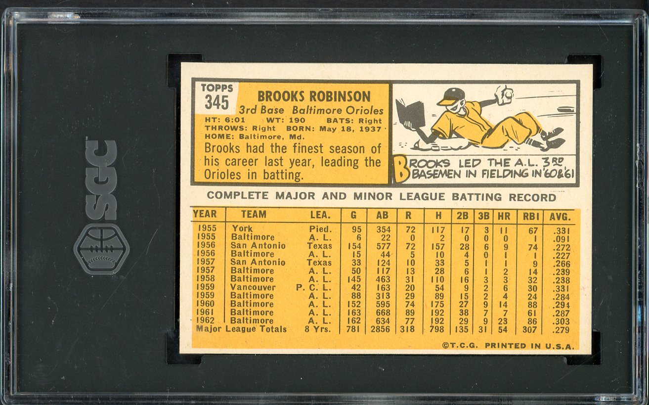 1963 Topps Baseball #345 Brooks Robinson Orioles SGC 6 EX-MT 561568