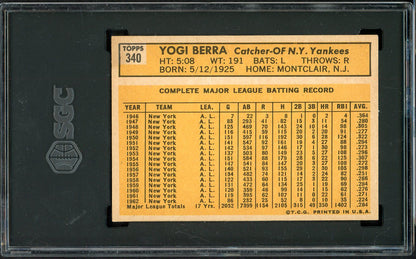 1963 Topps Baseball #340 Yogi Berra Yankees SGC 5 EX 561569