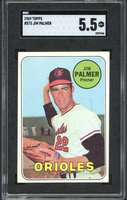 1969 Topps Baseball #573 Jim Palmer Orioles SGC 5.5 EX+ 561571