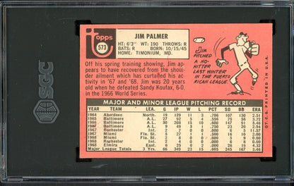 1969 Topps Baseball #573 Jim Palmer Orioles SGC 5.5 EX+ 561571