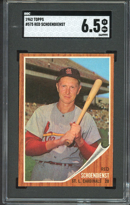 1962 Topps Baseball #575 Red Schoendienst Cardinals SGC 6.5 EX-MT+ 561574