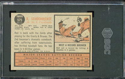 1962 Topps Baseball #575 Red Schoendienst Cardinals SGC 6.5 EX-MT+ 561574