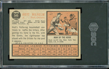 1962 Topps Baseball #545 Hoyt Wilhelm Orioles SGC 6 EX-MT 561575
