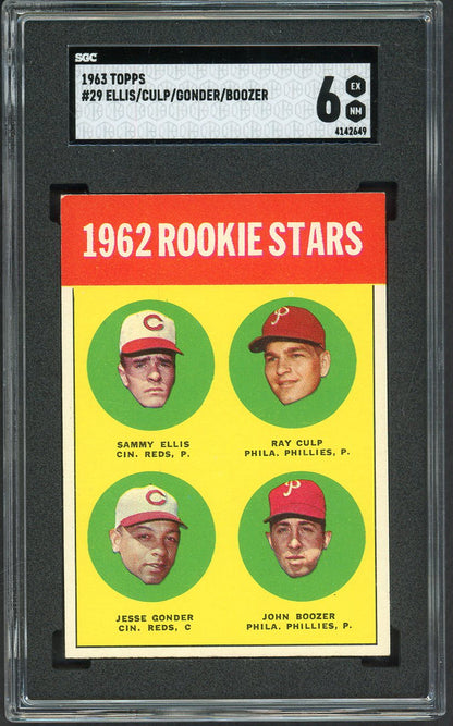 1963 Topps Baseball #029 Sammy Ellis Reds SGC 6 EX-MT Variation 561581