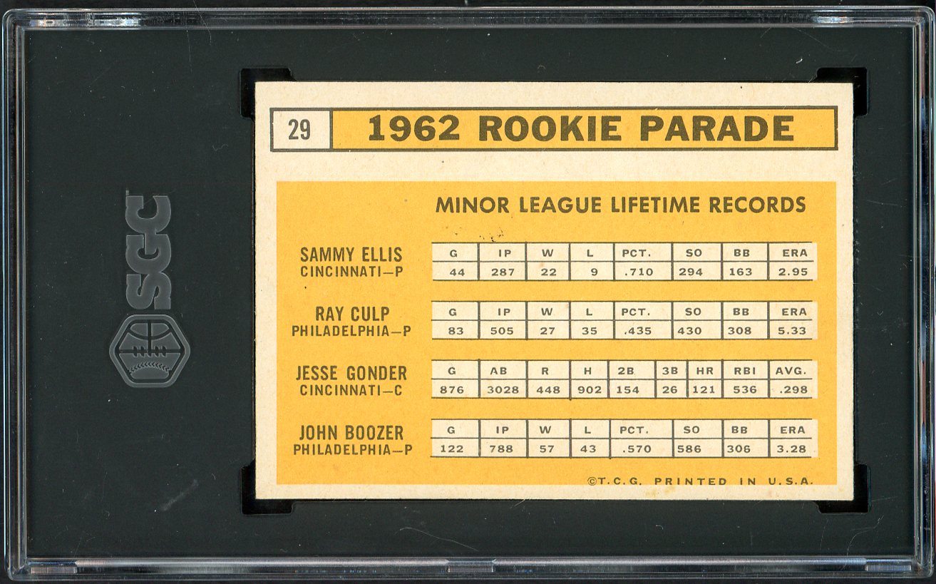 1963 Topps Baseball #029 Sammy Ellis Reds SGC 6 EX-MT Variation 561581