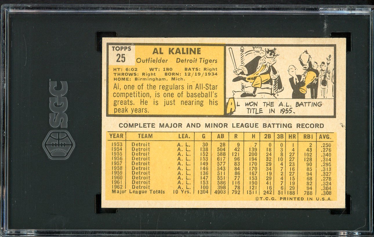 1963 Topps Baseball #025 Al Kaline Tigers SGC 6 EX-MT 561582