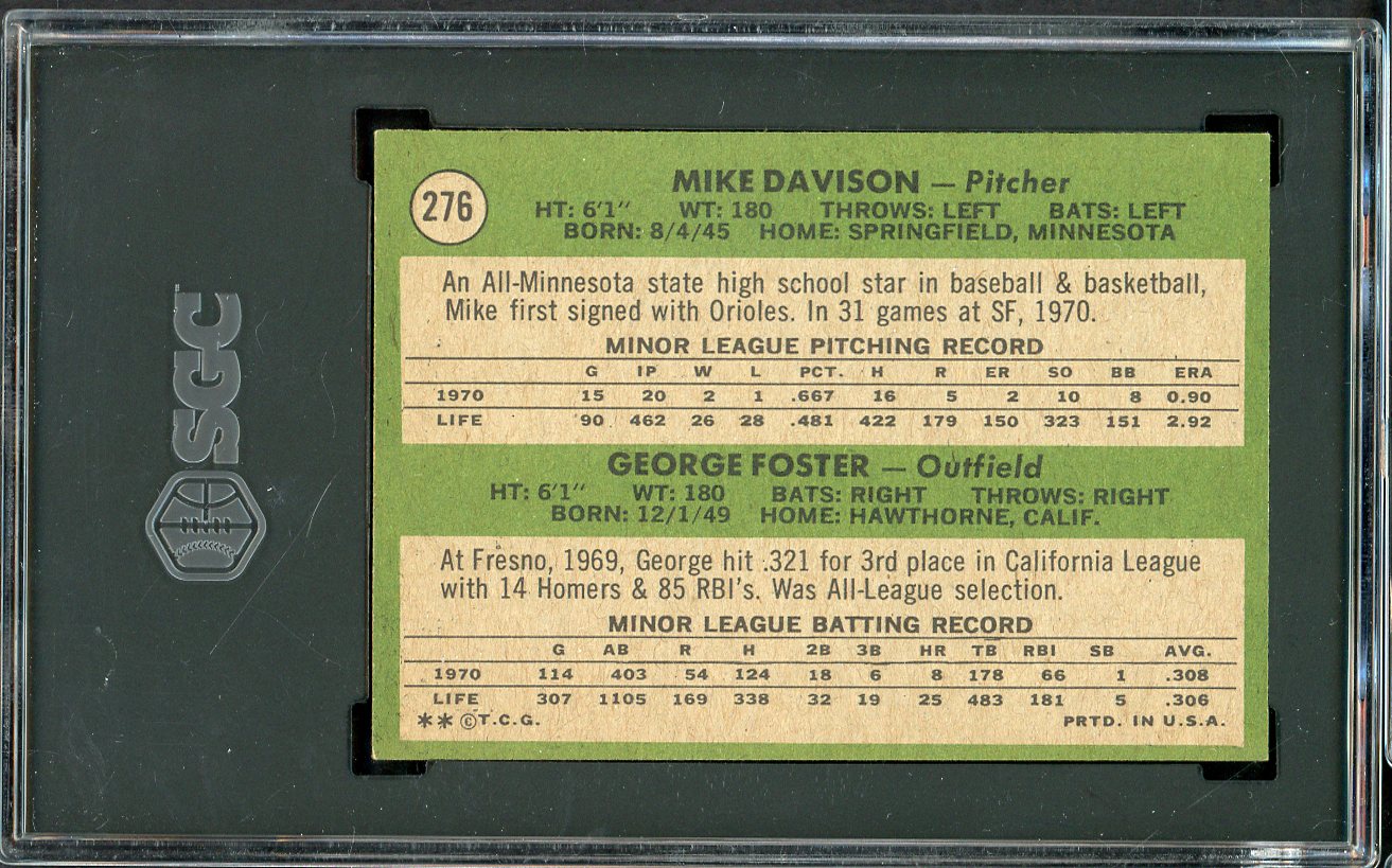 1971 Topps Baseball #276 George Foster Giants SGC 6.5 EX-MT+ 561584