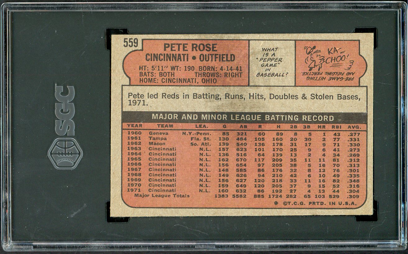 1972 Topps Baseball #559 Pete Rose Reds SGC 6 EX-MT 561585