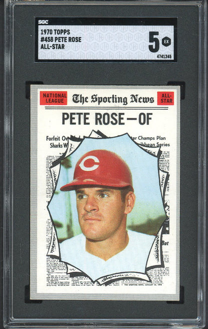 1970 Topps Baseball #458 Pete Rose A.S. Reds SGC 5 EX 561587