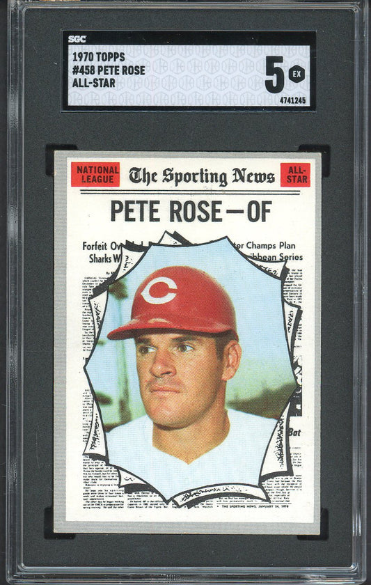1970 Topps Baseball #458 Pete Rose A.S. Reds SGC 5 EX 561587